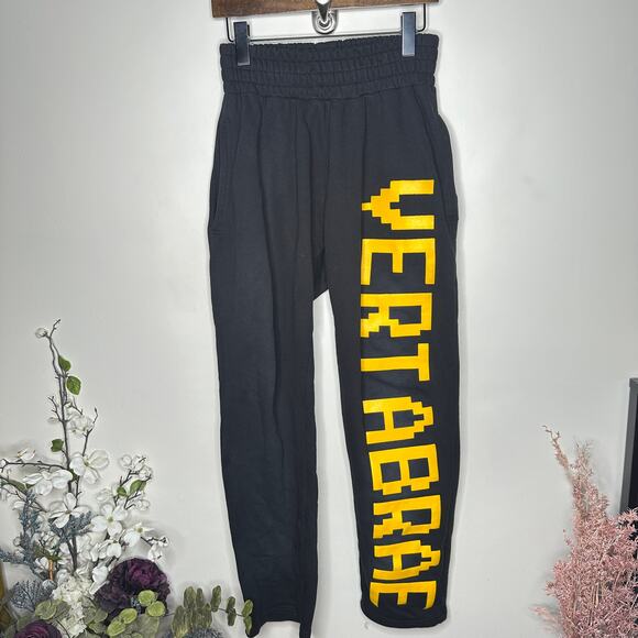 VERTABRAE Spellout Sweatpants Black Yellow Sz XL $250 {HH40} - Picture 2 of 6